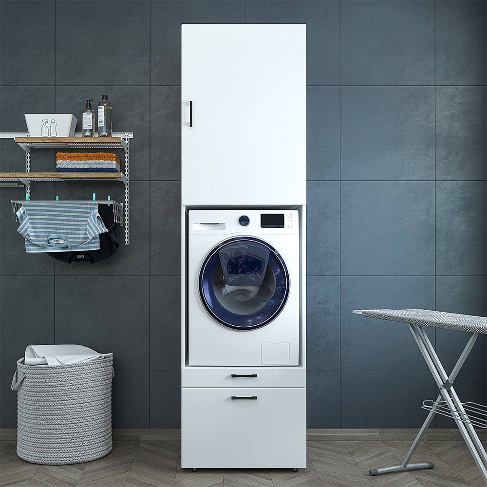 Roomart Waschmaschinenumbauschrank (Waschmaschinenschrank mit Schrankaufsatz Waschturm Mehrzweckschrank)