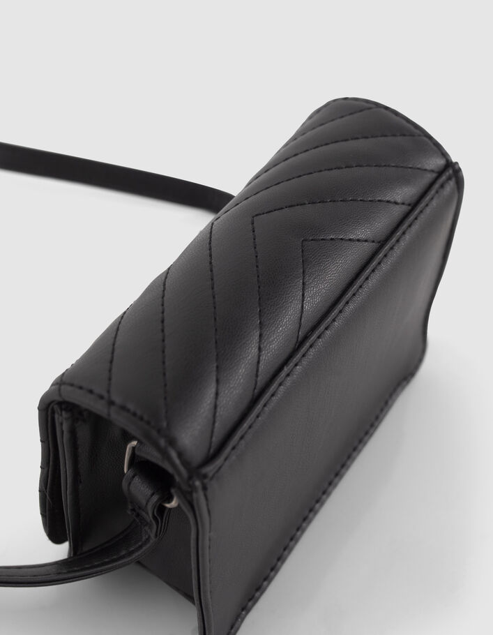 Sac à main noir matelassé chevrons et éclairs fille