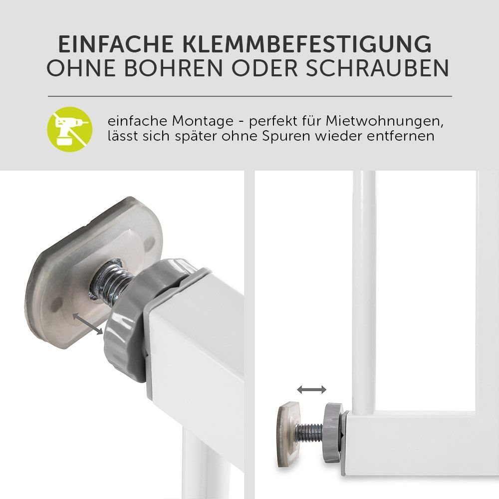 Hauck Türschutzgitter Open N Stop KD - White, Treppenschutzgitter Türschutzgitter (75 bis 80 cm) ohne Bohren