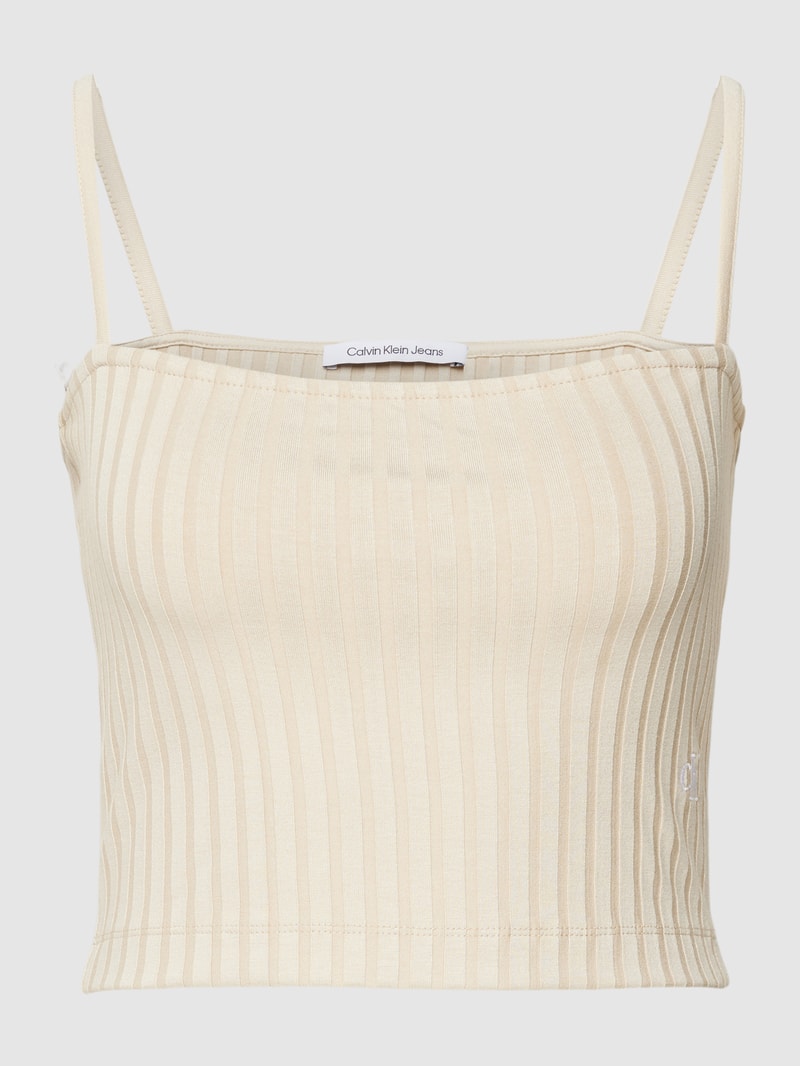 Crop Top im Ripp-Look in sand