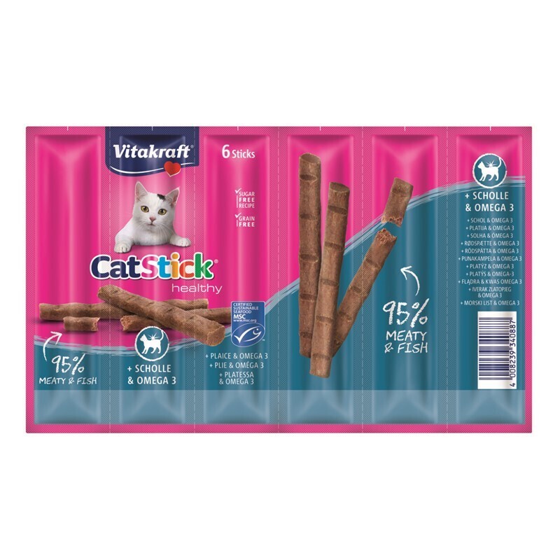 Vitakraft Snacks Vitakraft Cat-Stick 10x6 Stück Scholle & Omega 3