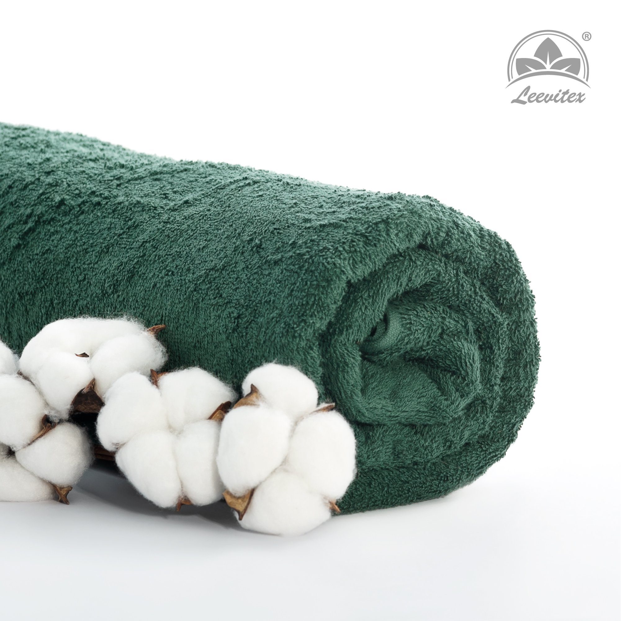 leevitex® Duschtuch 2er Set Duschtuch Frottier XL, 70 x 140 cm, saugfähig und fusselfrei, gestreifte Bordüre