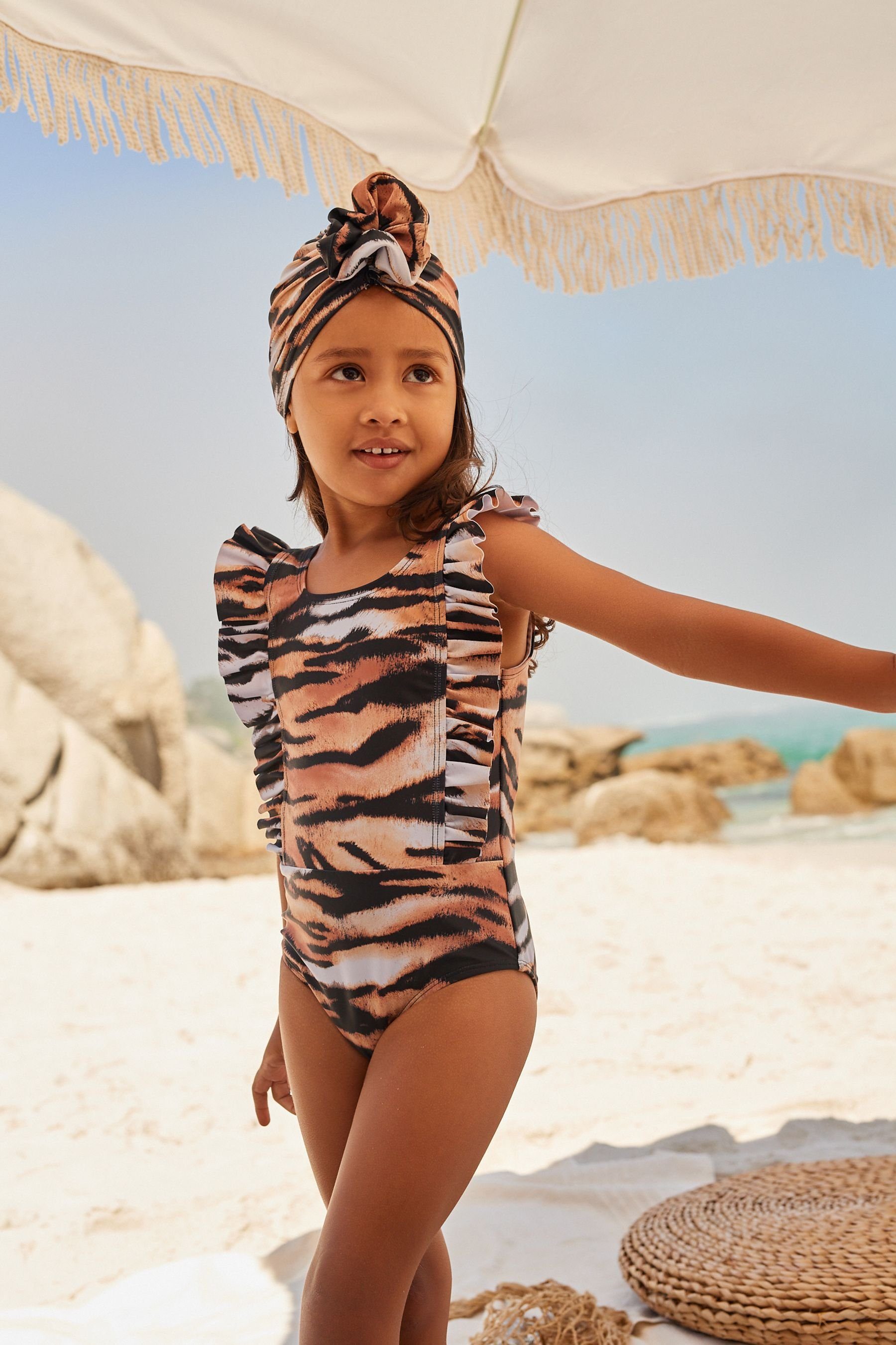 Myleene Klass Badeanzug Myleene Klass Kinderbadeanzug mit Animalprint (2-St)