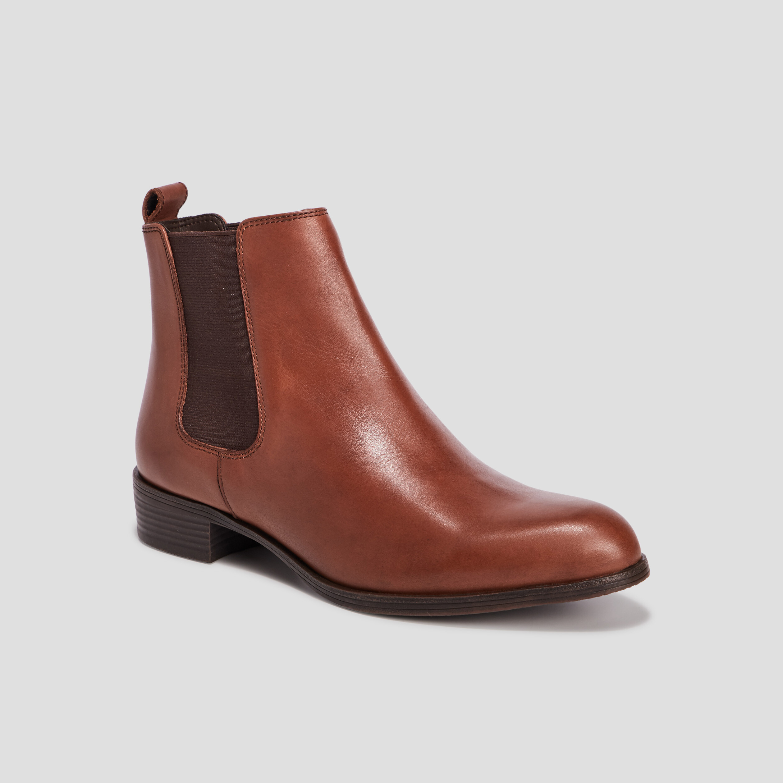 Bottines chelsea en cuir marron femme | La Halle