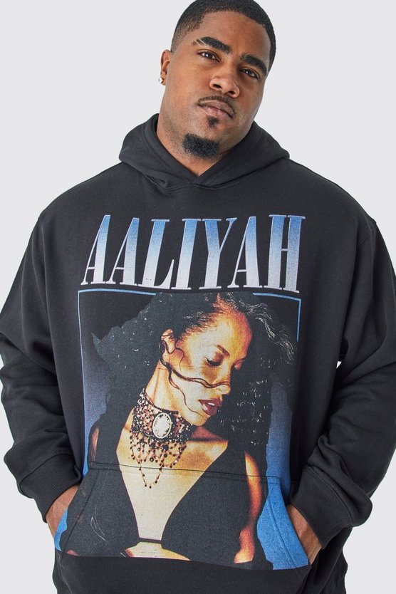 Plus Hoodie mit lizenziertem Aaliyah Print
