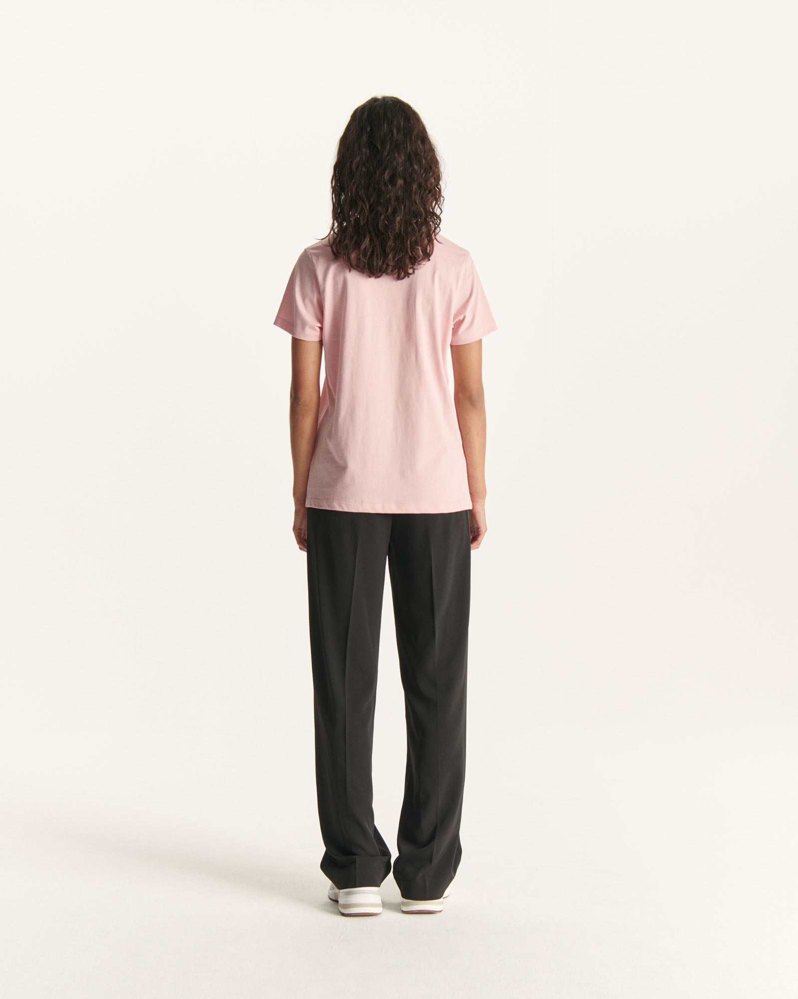 T-shirt à col rond en coton biologique Rose pêche Rosas