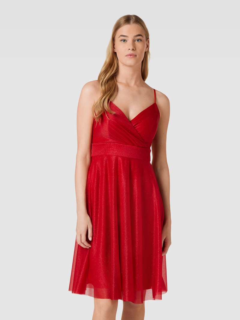 Cocktailkleid mit Spaghettiträgern in rot