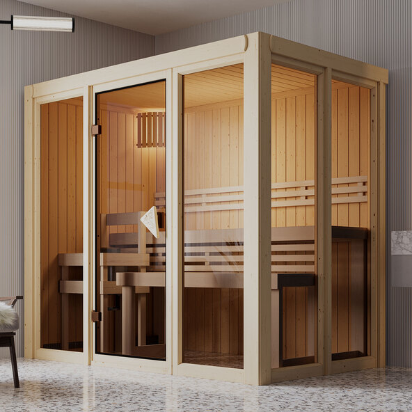 Sauna Ida 3 mit Ofen, 3,6 kW, naturbelassen