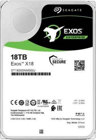 Seagate Exos X18 18TB SATA 512E/4KN HDD-Festplatte (18 TB) 3,5