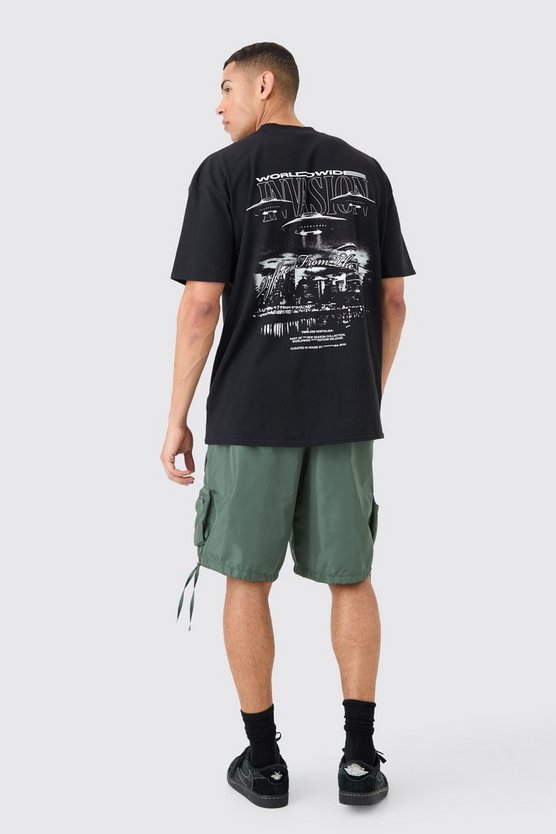 Oversize T-Shirt mit Worldwide Spaceship Print