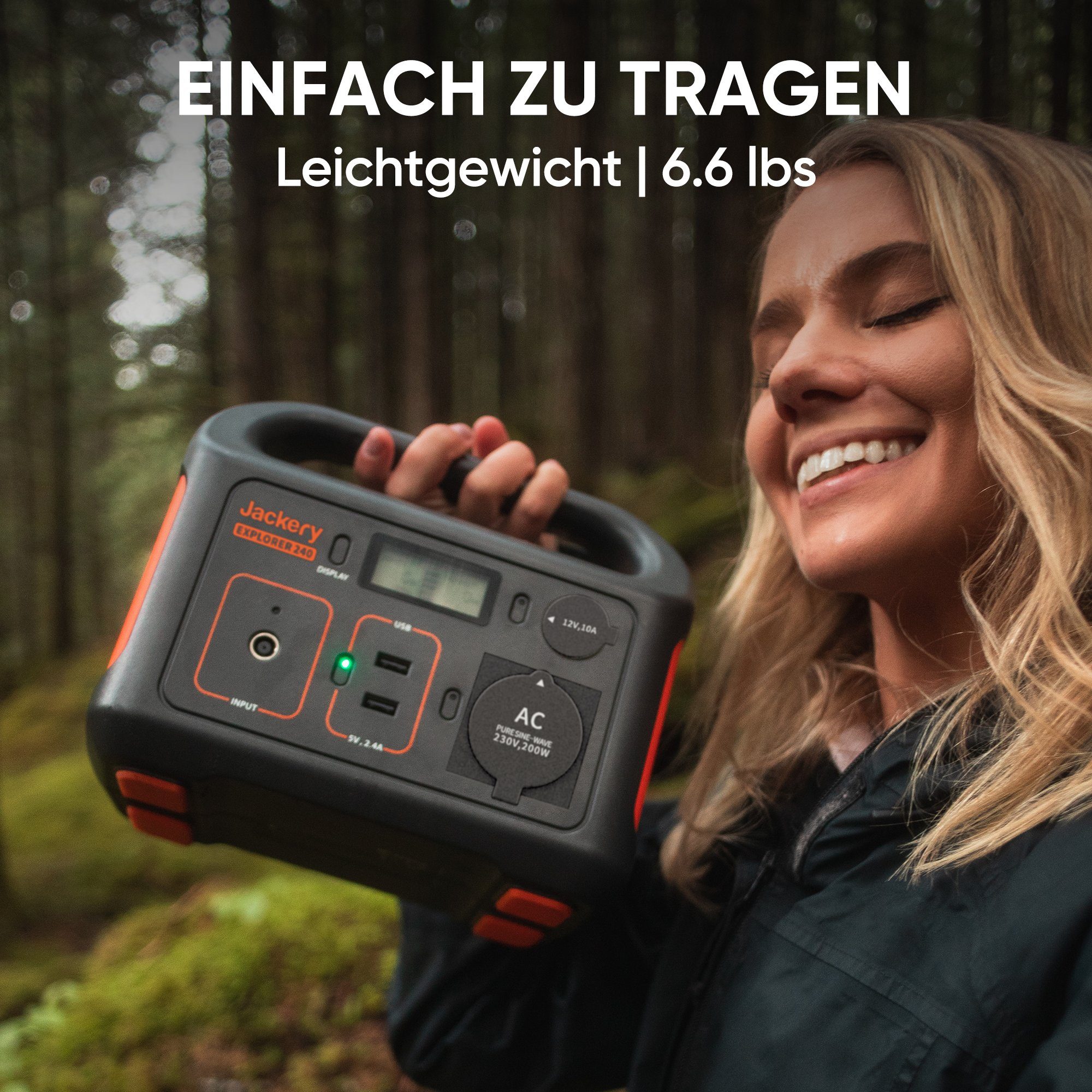 Jackery Stromerzeuger Explorer 240 240Wh Tragbare Powerstation Mobile Stromgenerator, 0,40 in kW, (1-tlg), für Camping, Outdoor