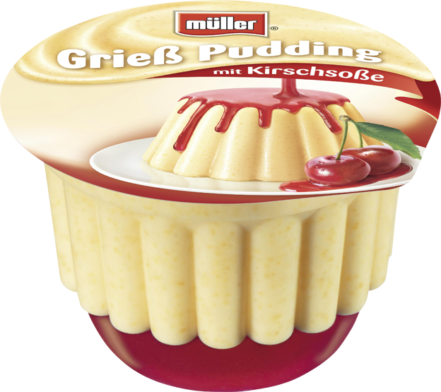 Müller Grieß Pudding mit Kirschsoße