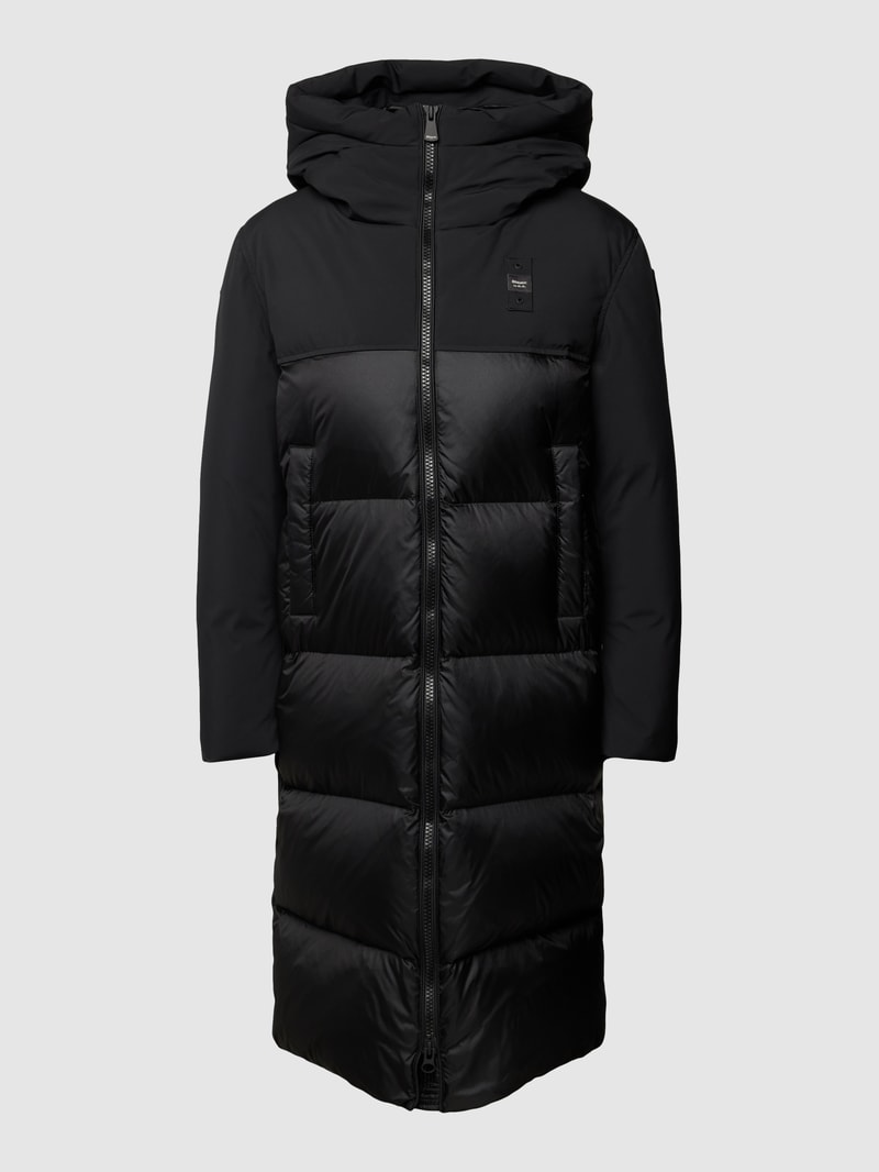 Steppmantel mit Label-Patch in schwarz