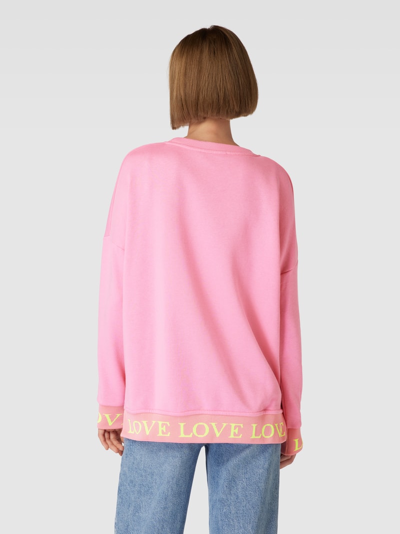Sweatshirt mit Statement-Print Modell 'LOVE HAPPINESS' in rosa