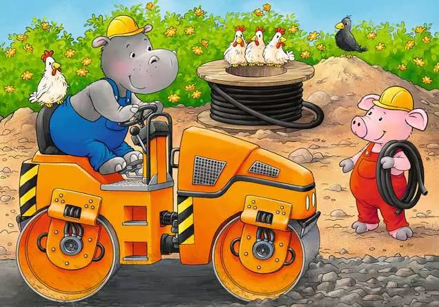 Kinderpuzzle ab 2 Jahren - Tiere auf der Baustelle - 2 + 4 + 6 + 8 Teile