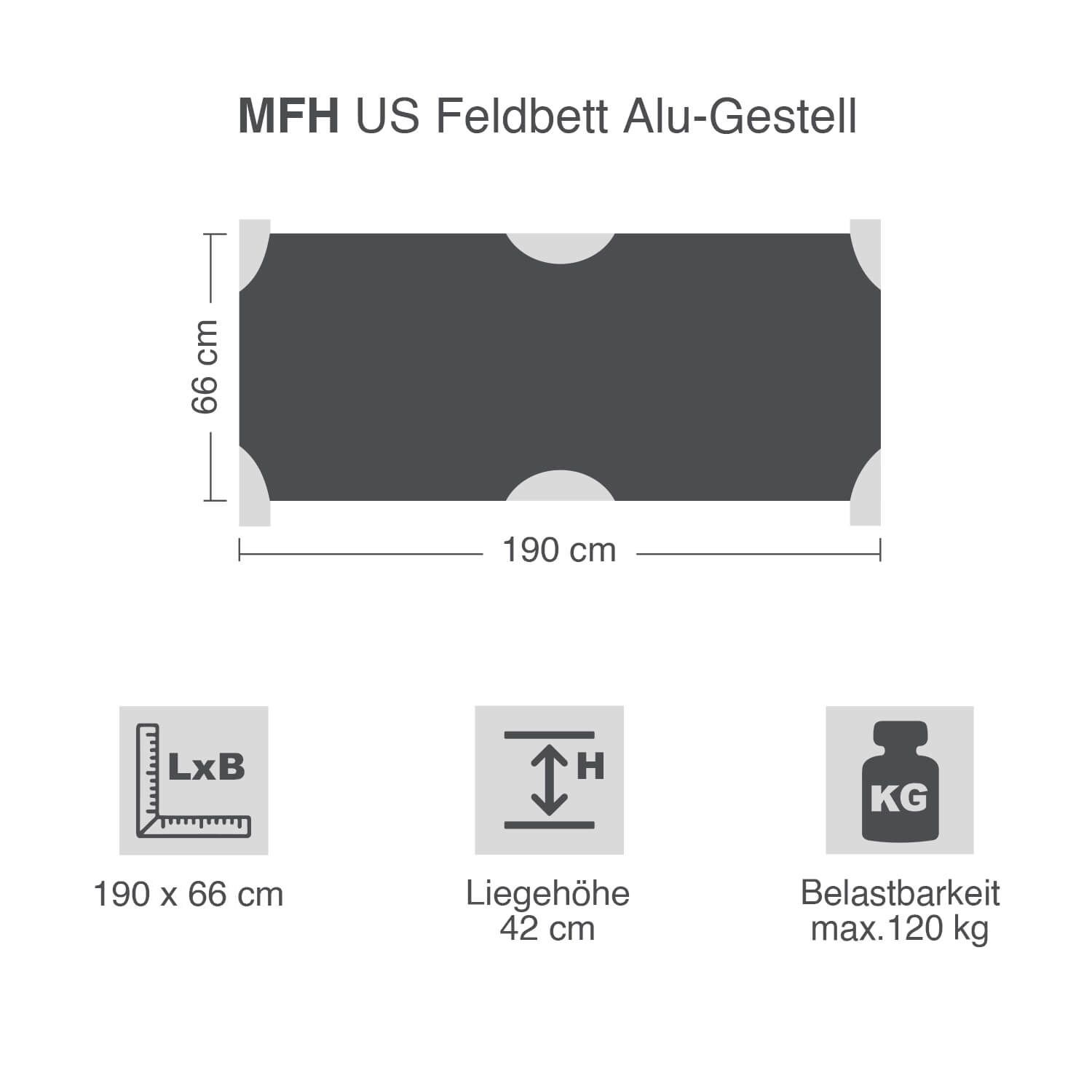 US Feldbett Alu-Gestell