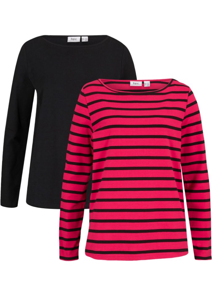 Langarmshirt mit U-Boot-Ausschnitt (2er Pack)