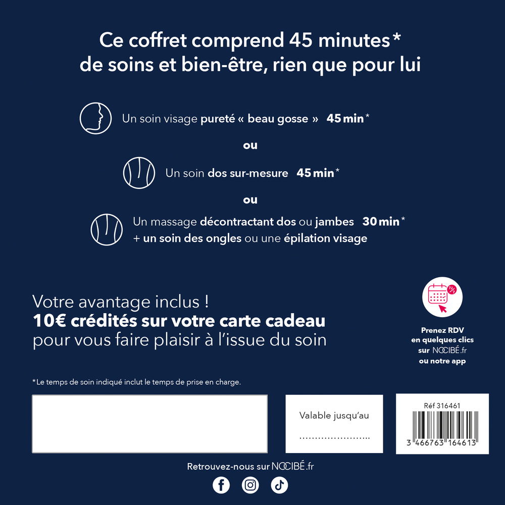 Nocibé Coffret Institut Au Masculin Soin Homme 45 minutes