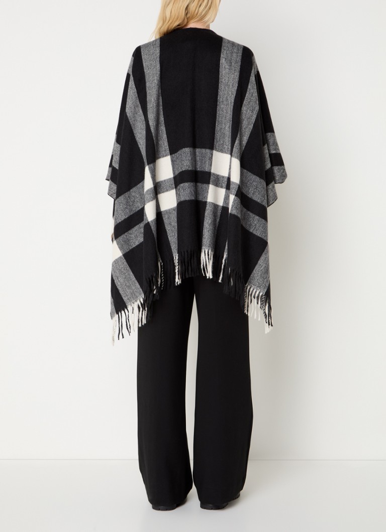Poncho tricotat fin cu franjuri OPUS Atano