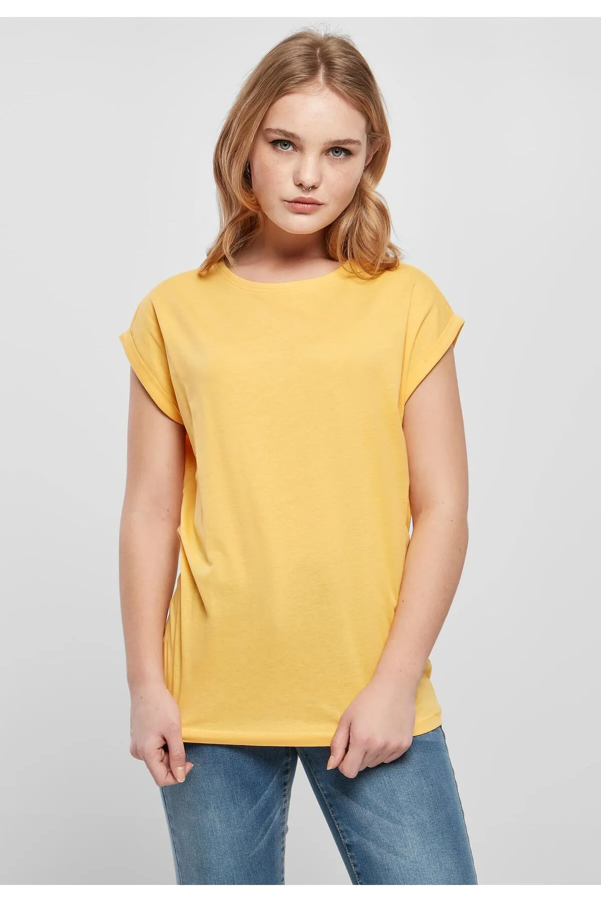 Urban Classics  Damen T-Shirt mit verlängerter Schulterpartie für Damen