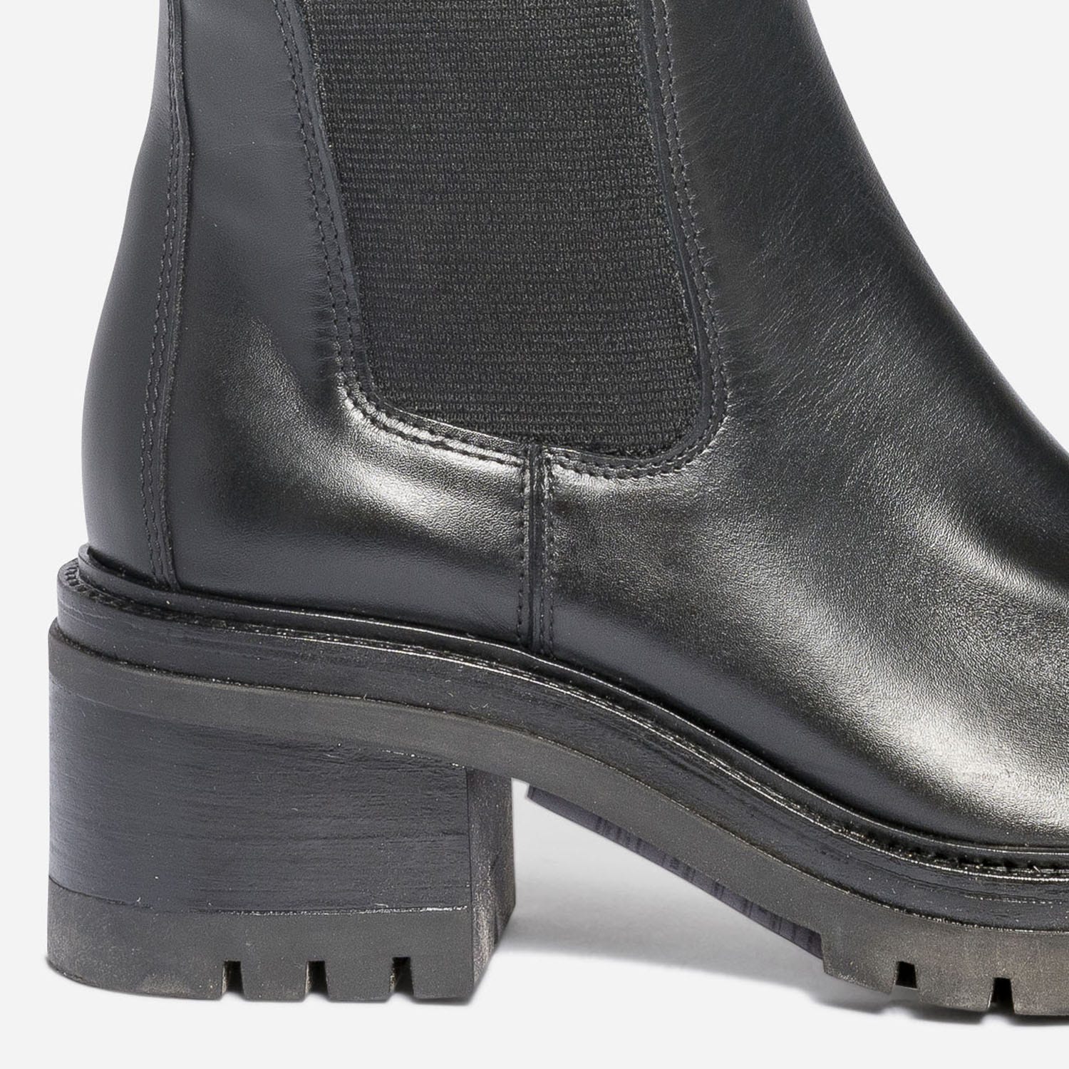 Botte TEXTO noire en cuir avec élastiques côtés