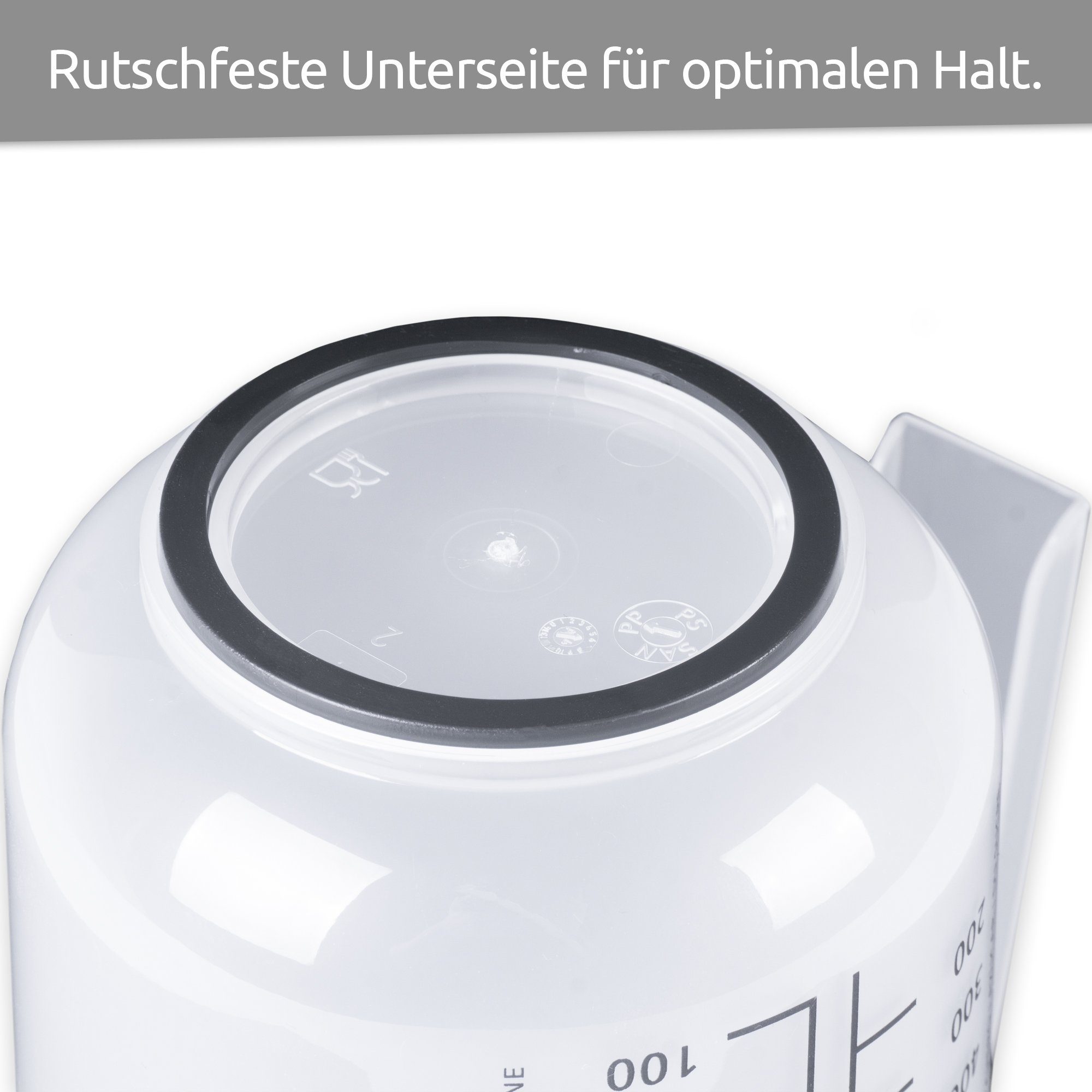 Wüllner + Kaiser Messbecher Messkanne, BPA-freier Kunststoff, (inkl. Spritzschutzring und Deckel), Made in Germany