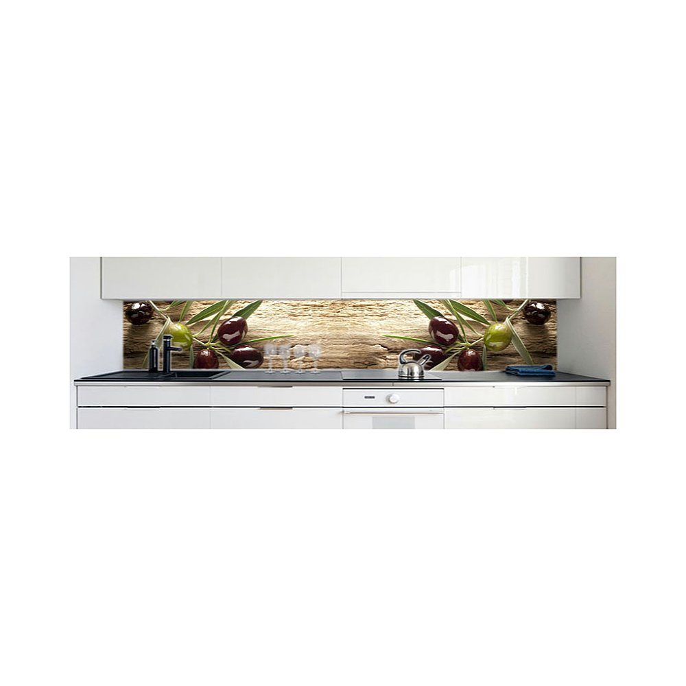 DRUCK-EXPERT Küchenrückwand Küchenrückwand Oliven Premium Hart-PVC 0,4 mm selbstklebend
