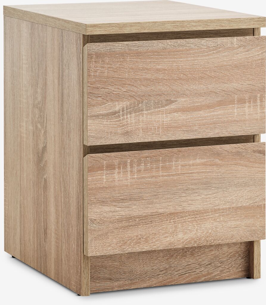 LIMFJORDEN LIMFJORDEN bedside table with 2 drawers, light oak color
