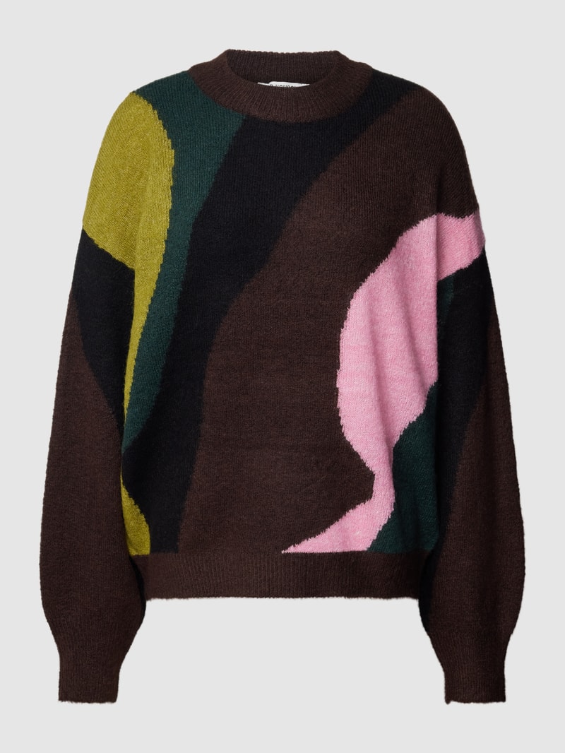 Strickpullover im Colour-Blocking-Design in mittelbraun