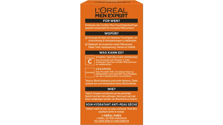 L'Oréal Men Expert Hydra Energy Tagespflege Gesicht Comfort Max 50 ml