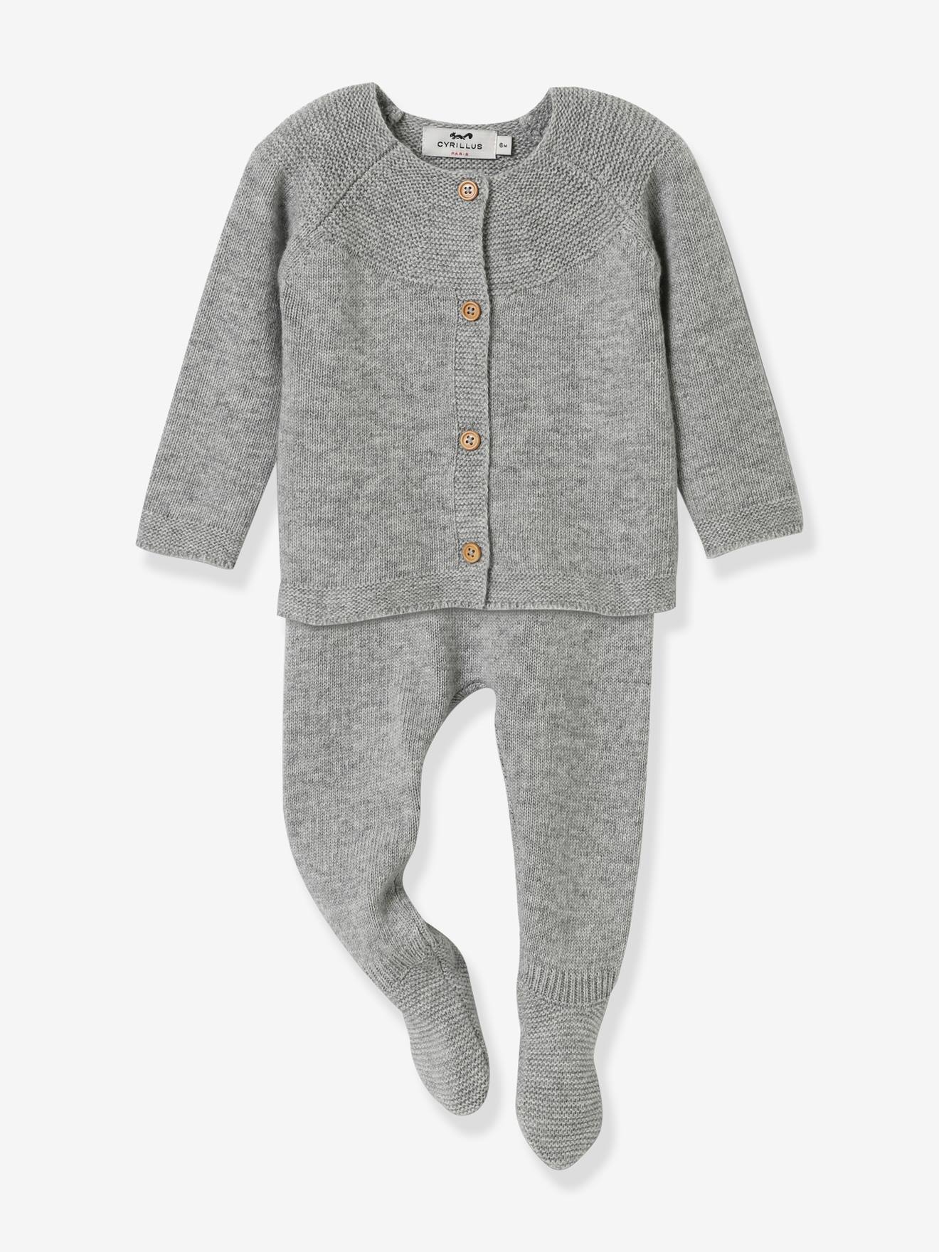 Ensemble bébé en tricot CYRILLUS gris chiné