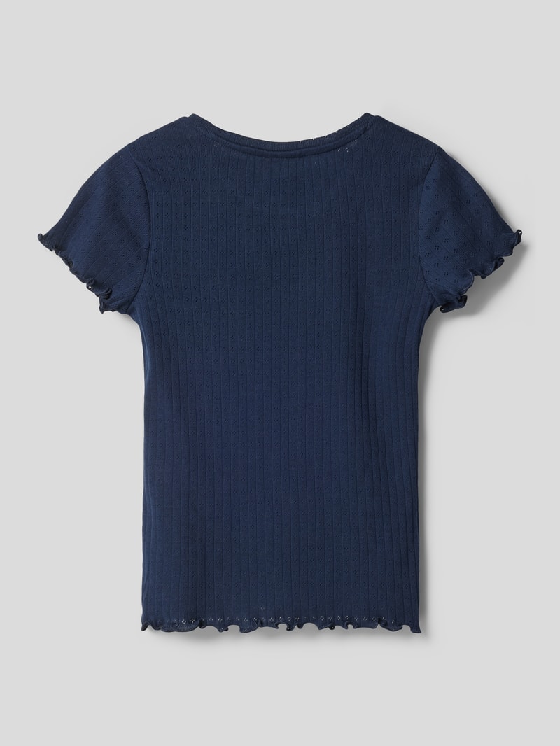 T-Shirt mit Ripp-Struktur in marineblau