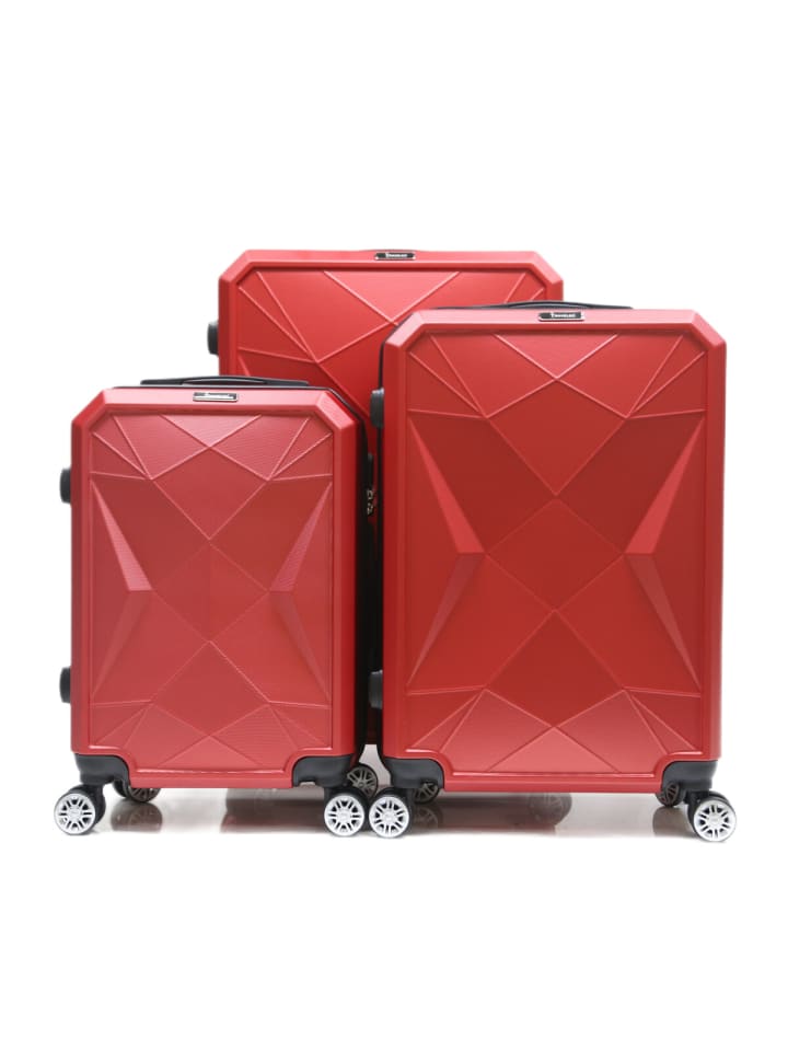 Cheffinger Reisekoffer ABS-03 Koffer 3-teilig Hartschale Trolley Set Kofferset Ha in Rot günstig kaufen onesize