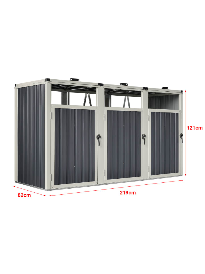pro.tec Mülltonnenbox Tarbek für 3 Tonnen in Anthrazit (B)219cm günstig kaufen onesize
