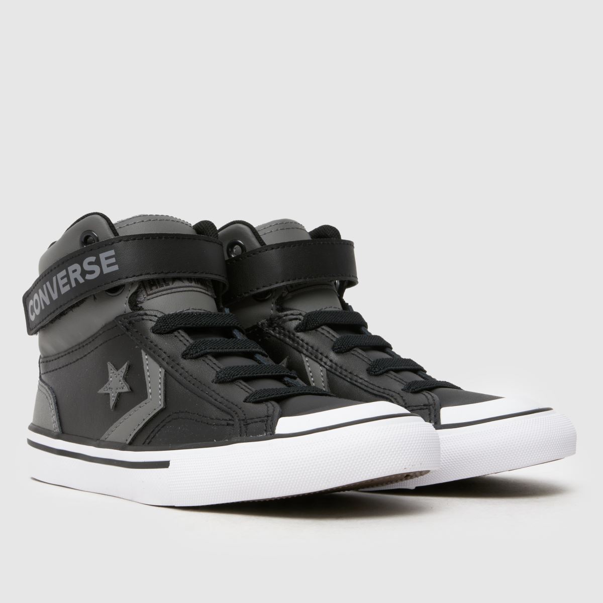 Converse grå och svarta Pro Blaze Easy-on juniorsneakers för pojkar