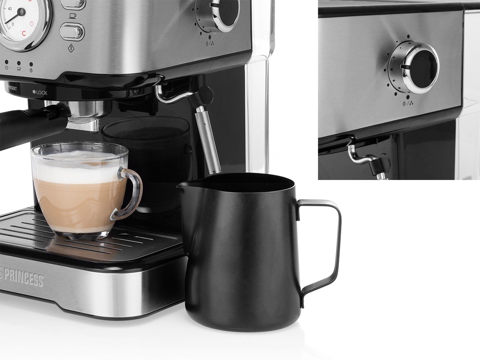 Setpoint Siebträgermaschine, italienische Siebdruck Kaffee & ESE Espresso-Maschine & Milchkännchen