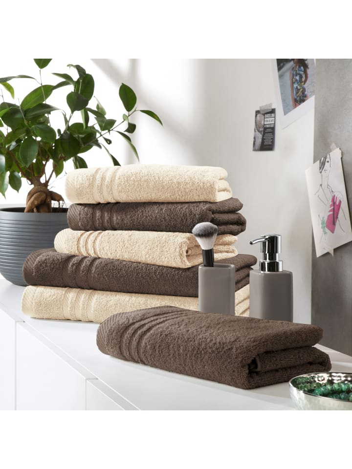 REDBEST Frottier Frottier-Set 2-farbig 6-tlg. New York in taupe-creme günstig kaufen onesize