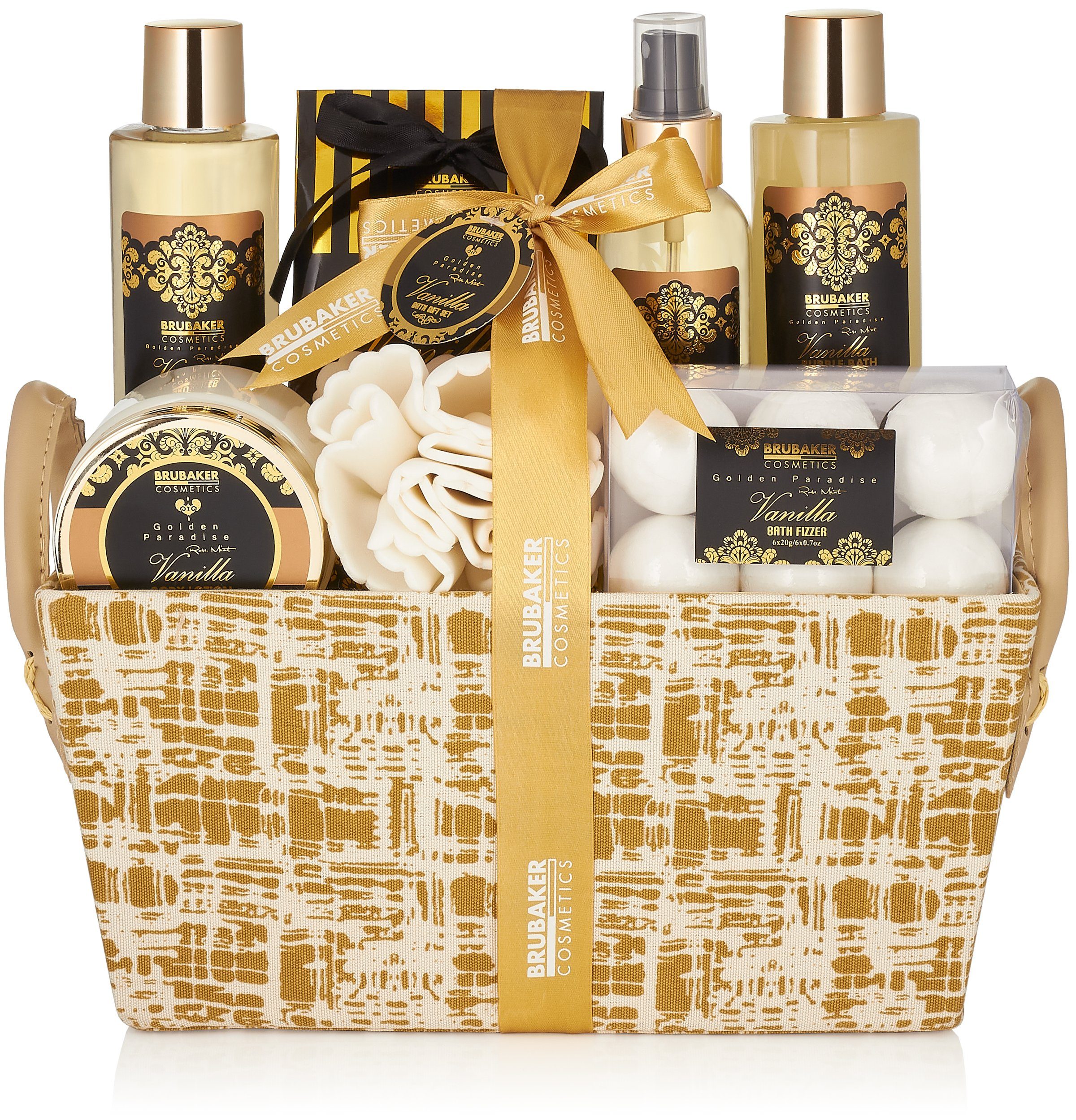 BRUBAKER Körperpflege-Set Bade- und Dusch Set, 13-tlg., Geschenkset in Henkelbox, Vanille Minze Duft