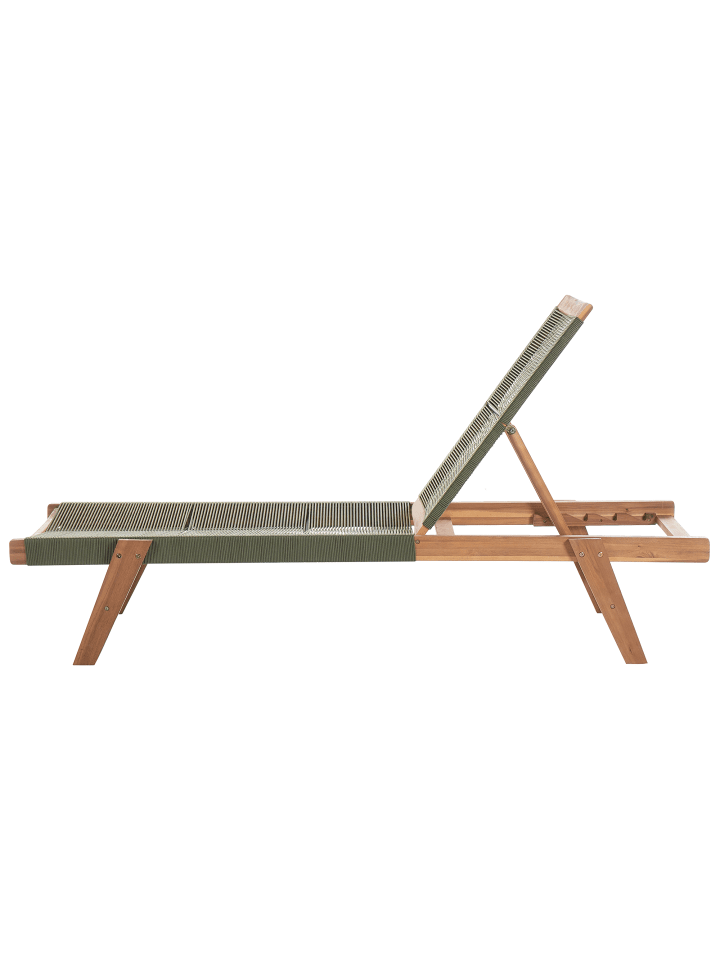 Beliani Gartenliege PROSSEDI in Grün/Heller Holzfarbton - (W) 64 x (H) 35 x (L) 190 cm günstig kaufen onesize