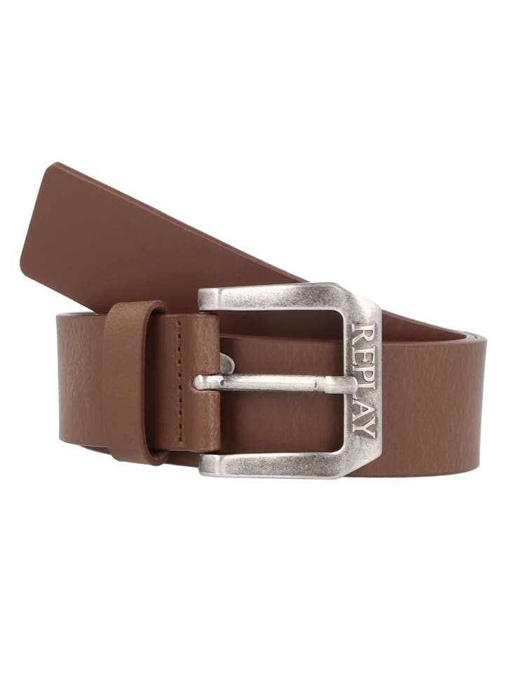 Replay Gürtel Leder in dk brown wood günstig kaufen