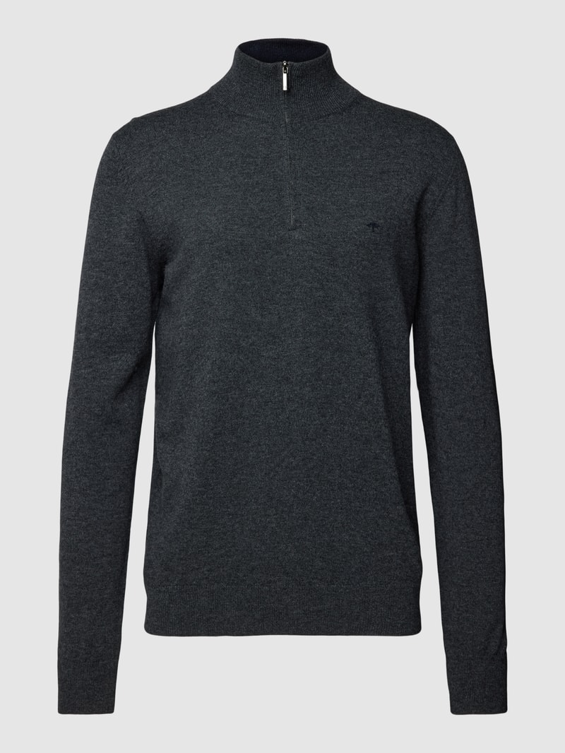 Strickpullover mit Stehkragen in dunkelgrau
