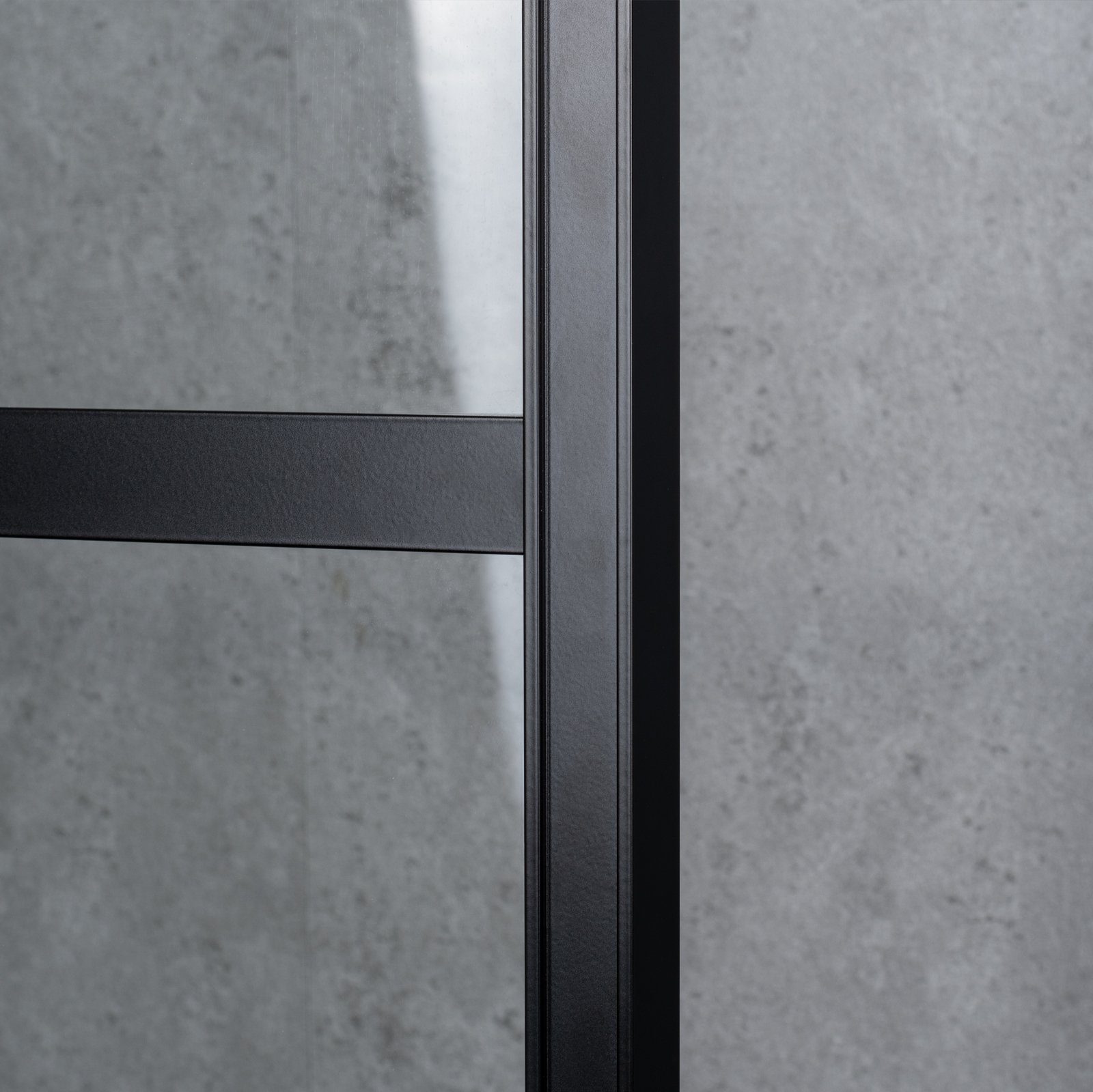 inova wohnen Glasschiebetür mit schwarzem Aluminium Rahmen und Dekorleisten, 75,5 x 203,5 cm, Lofttür