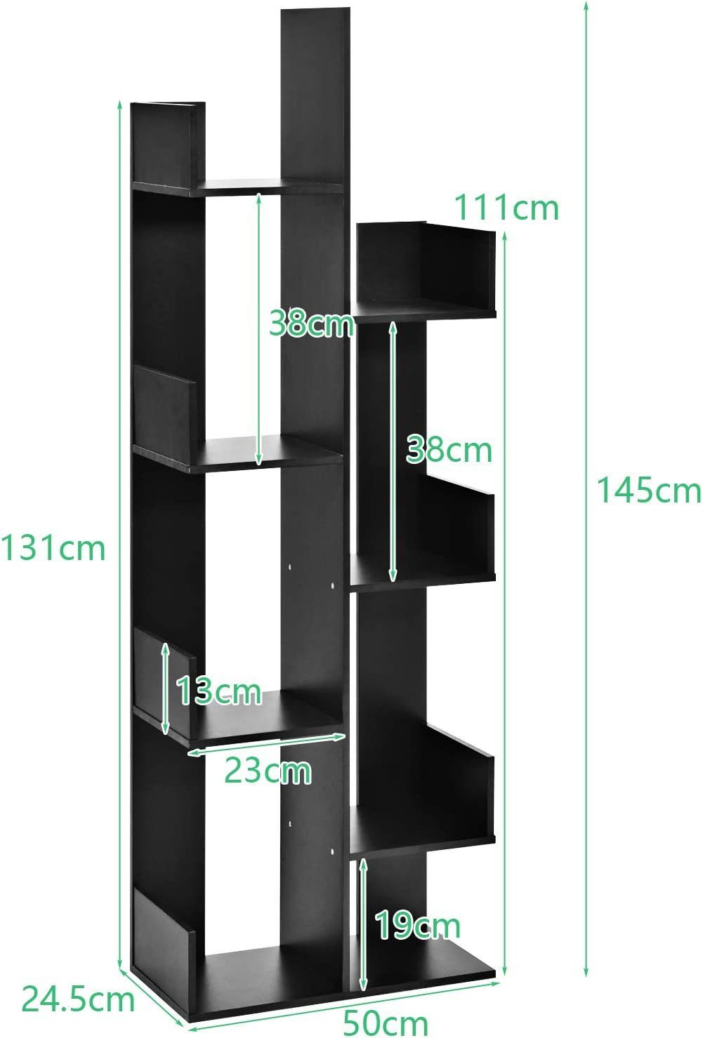 KOMFOTTEU Aktenregal Standregal, mit 7 Fächer, 50 x 24,5 x 145 cm