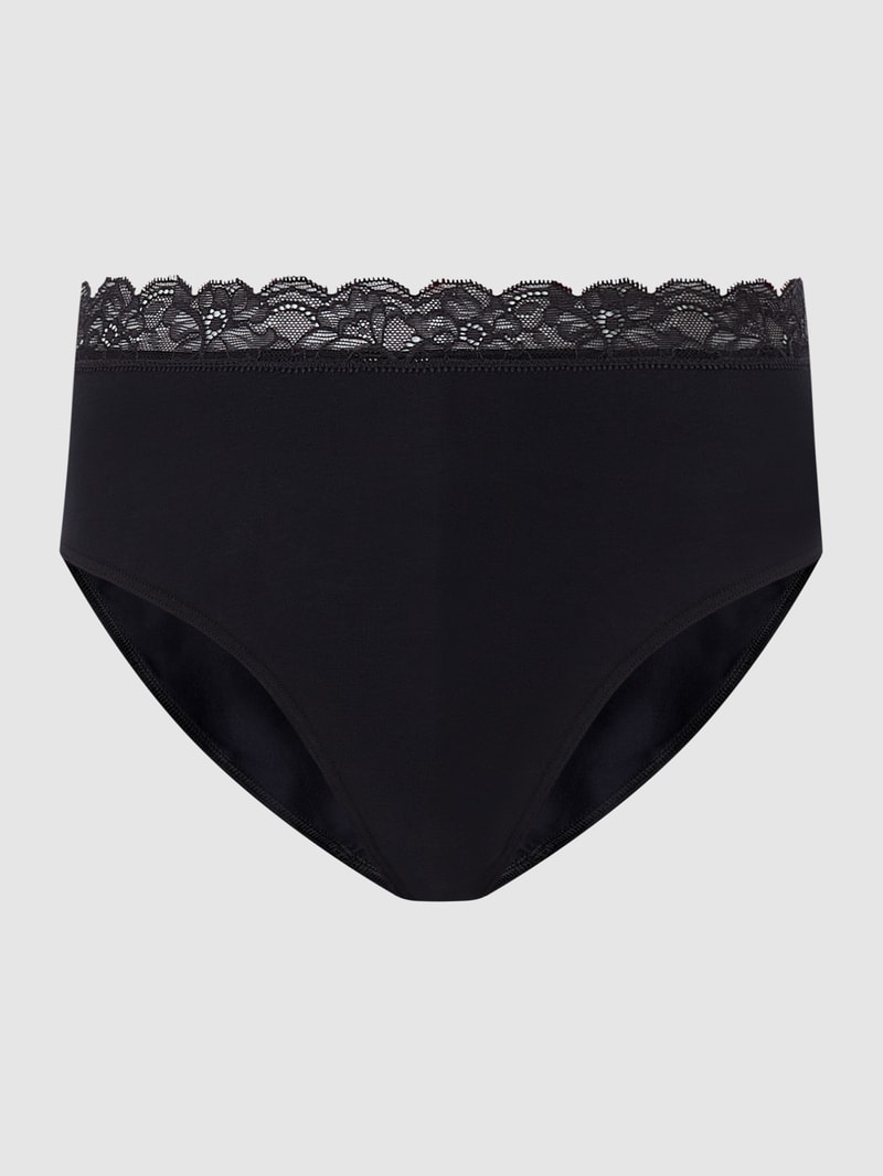 Slip aus Single Jersey Modell 'Cotton Lace' in schwarz
