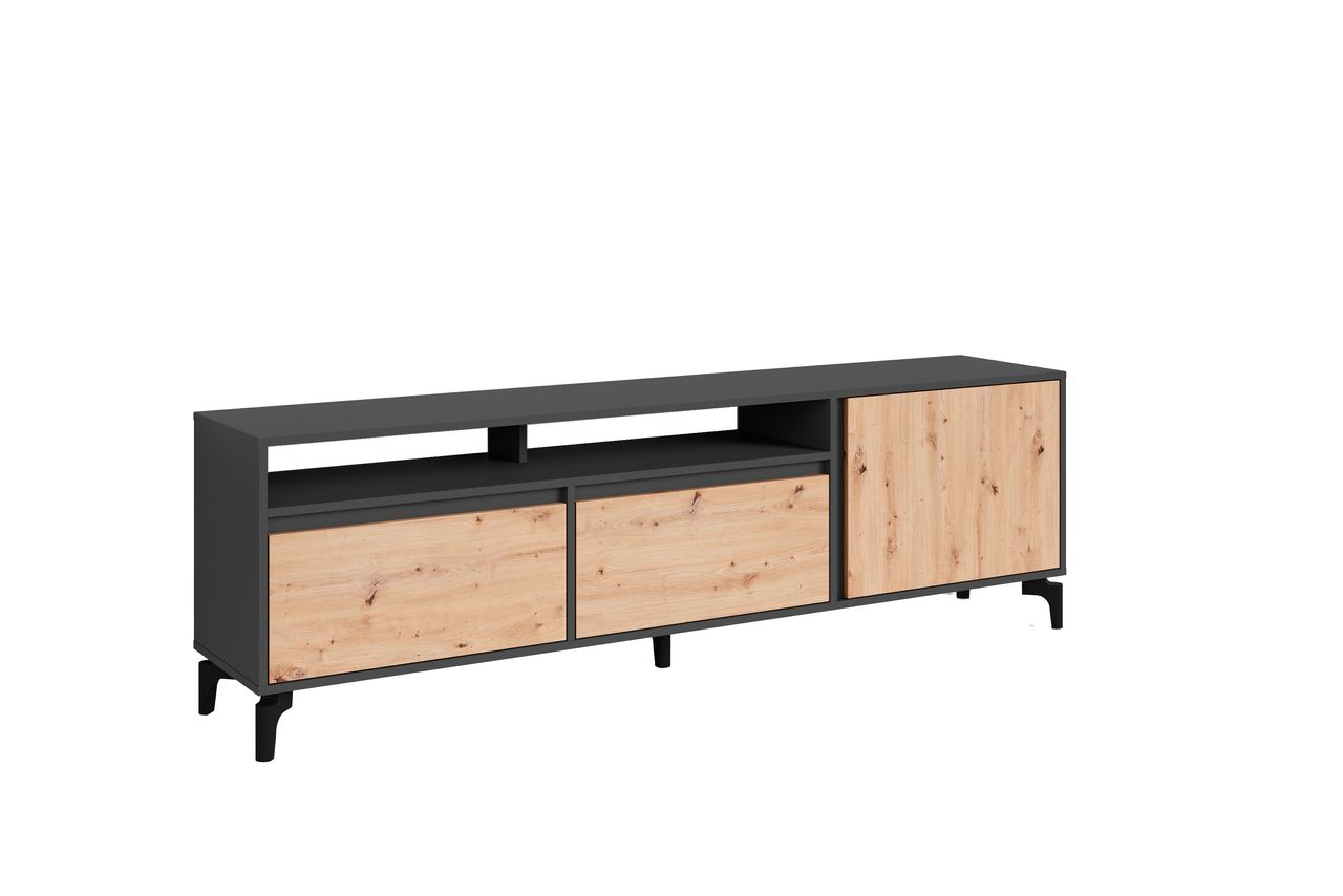 byLiving BLACKWOOD TV-Board, Breite 190 cm, anthrazit, Eiche-Optik