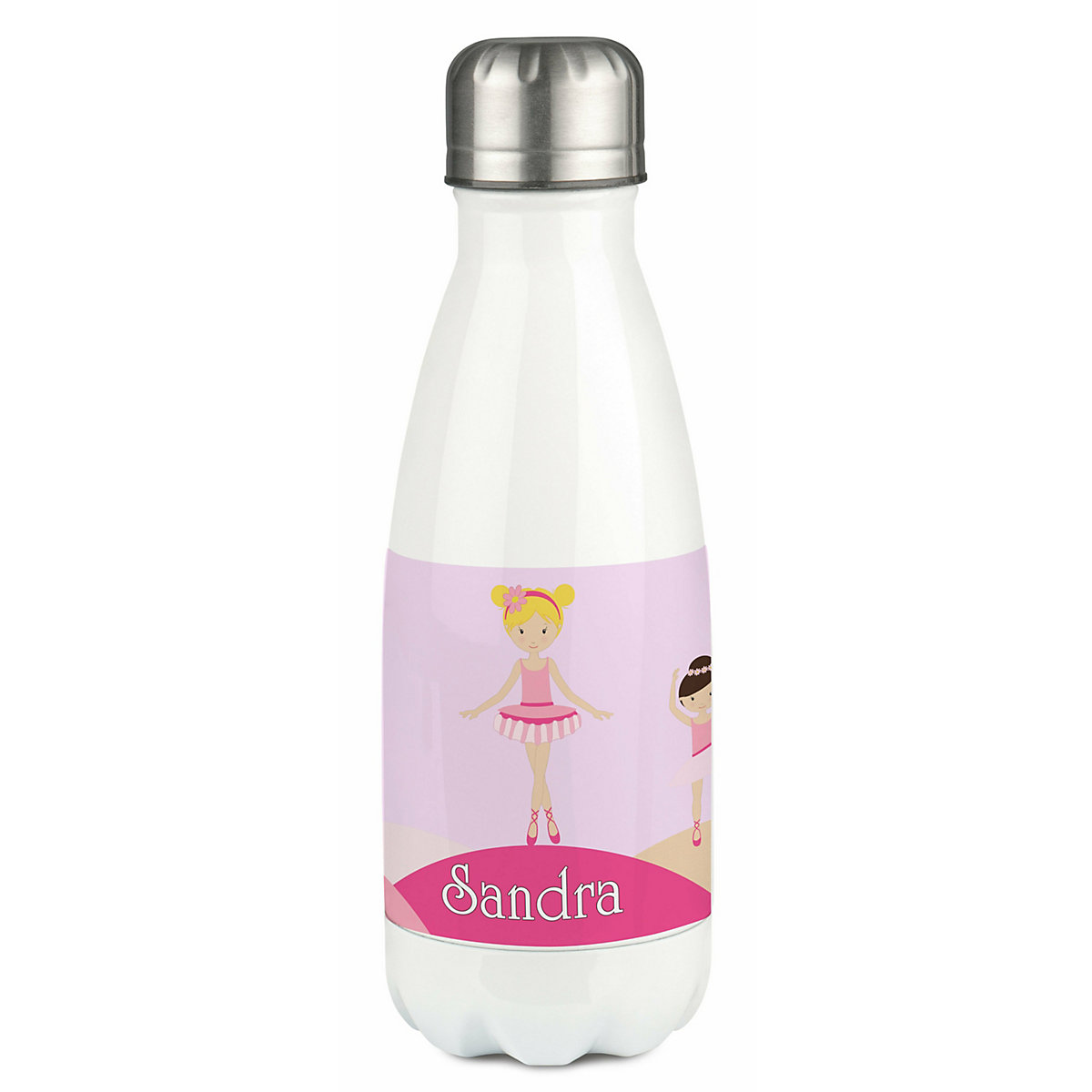 Edelstahl Kinder Thermoflasche / Trinkflasche bunt Balerina Spülmaschinenfest, Auslaufsicher, Bruchfest, Doppelwandig, Für Heißgetränke geeignet, Mit Deckel, Isoliert