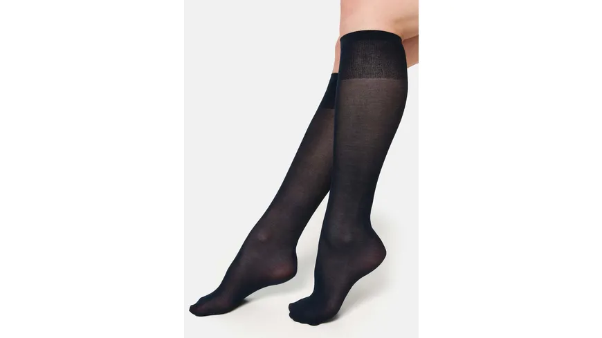 NUR DIE Damen Kniestrümpfe Cotton Sensation 60 DEN schwarz