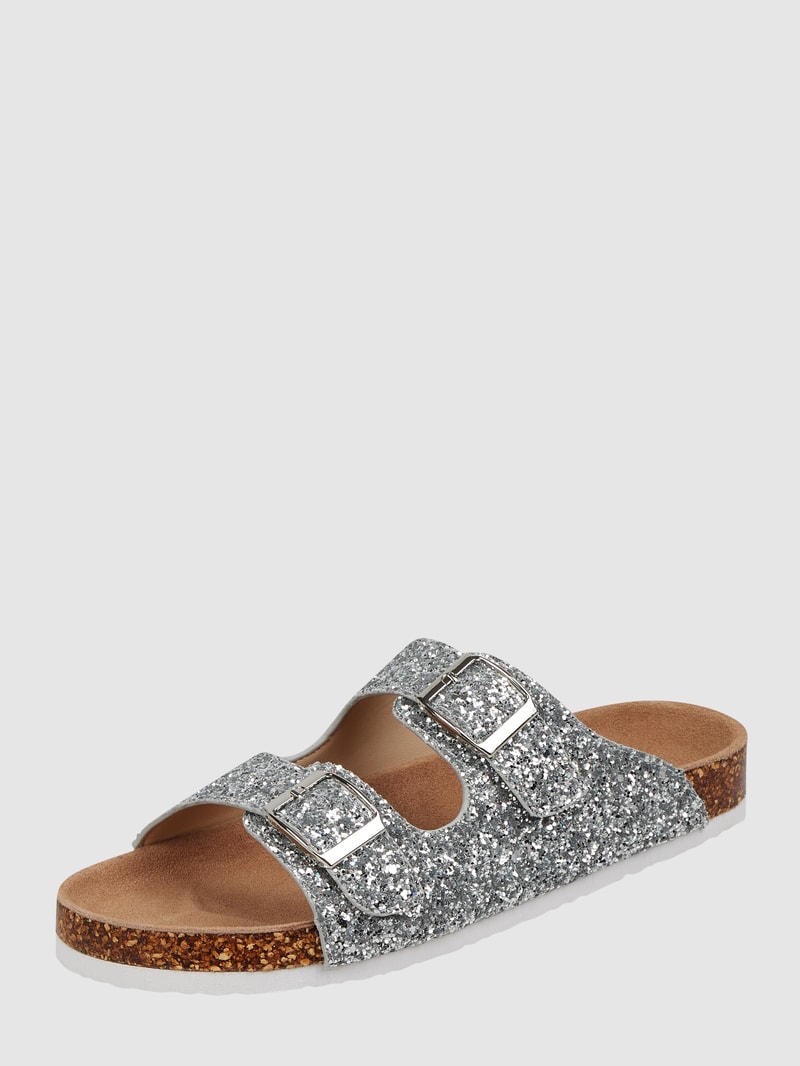 Sandalen mit Glitter-Effekt in silber