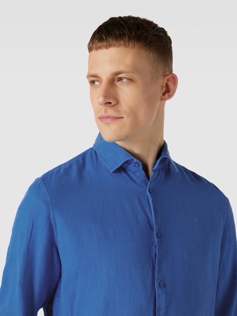 Freizeithemd mit Label-Stitching in royalblau