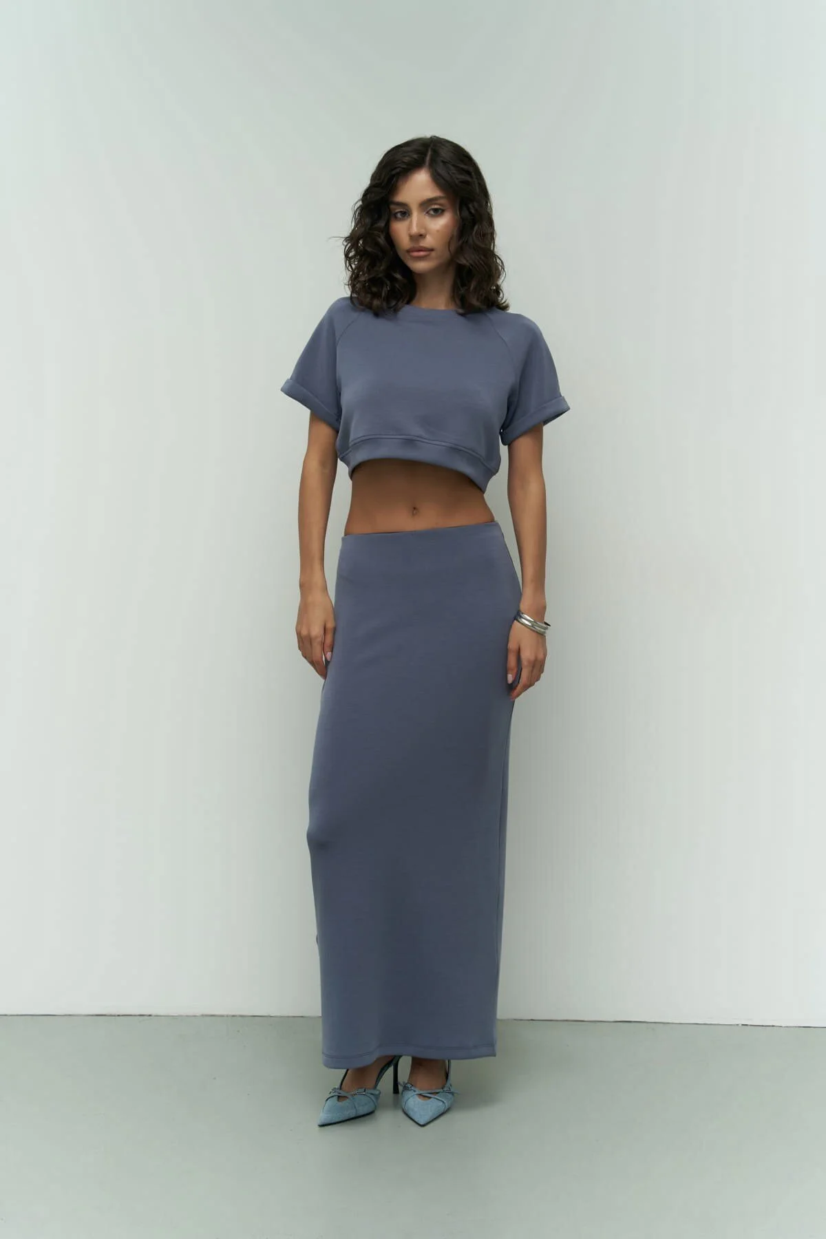 MAİ COLLECTİON  Paloma Indigo Crop Rock Set